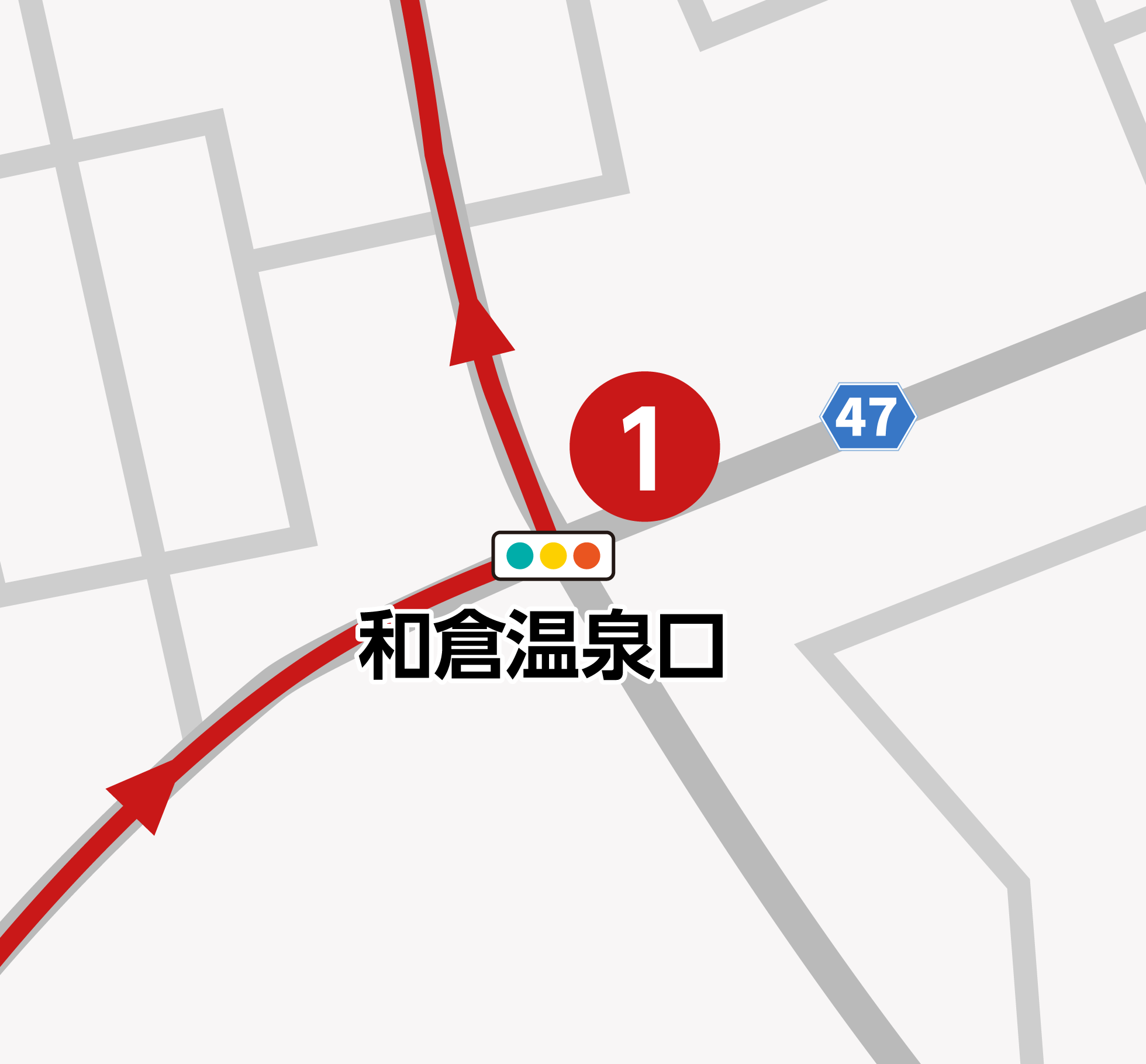 和倉温泉口交差点の左折ルート